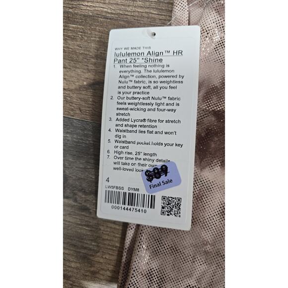 Lululemon Align HR Pant 25” Shine Legging Brown Bronze Foil Women's Size 4 NWT - Picture 5 of 9